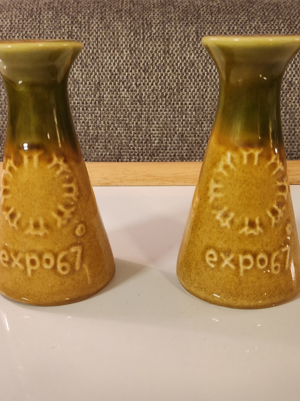 Vintage Expo 67 Montreal Canada Worlds Fair Ceramic Salt & Pepper Shakers Set